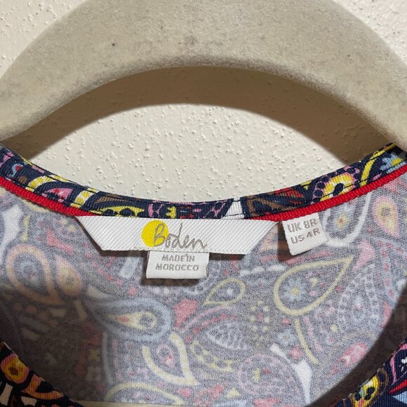 Boden Flutter Sleeve Jersey Dress Paisley Patterned - Picture 6 of 14